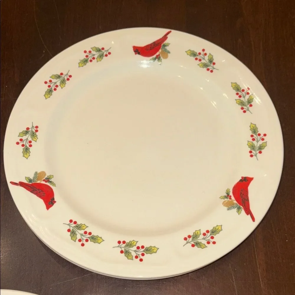 3 Winter Birds Dinner Plates by Everyday Gibson Designs Cardinals & Holly